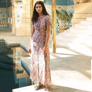 Silk tie-sleeve maxi